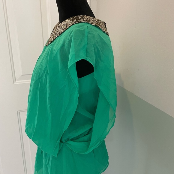 Vero Fashion green blouse with sequins size S - Picture 6 of 9